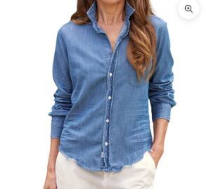 Frank & Eileen Barry Tailored Button-Up Shirt in Vintage Stonewashed Indigo sz S
